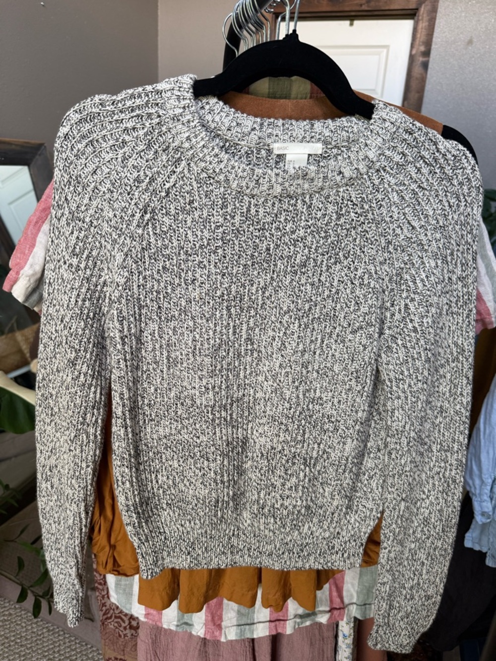 H&M Women's Gray Marled Knit Fisherman Sweater - size S